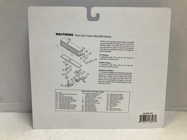 Walthers SceneMaster HO L&N 40' Flexi-Van Trailers - 2 Pack - NIB - 949-2602