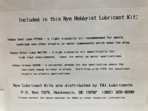 Nye Hobbyist Lubricant Kit "Multi-purpose synthetic lubricants for pro and am hobbyist" HO Scale Trains The SmartGrease Company