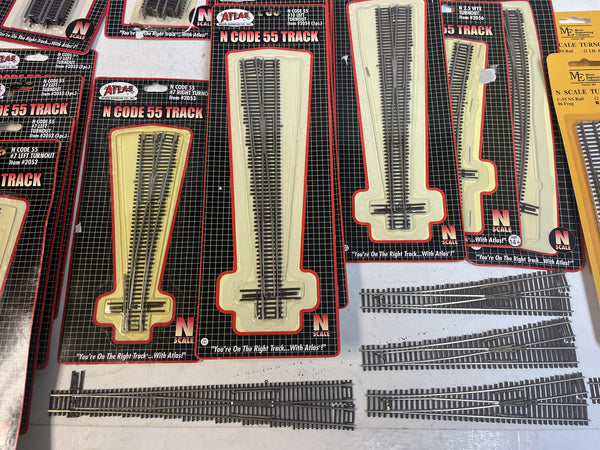 N Scale Code 55 Track Lot 41pc Atlas Micro Engineering PECO Turnouts Joiners