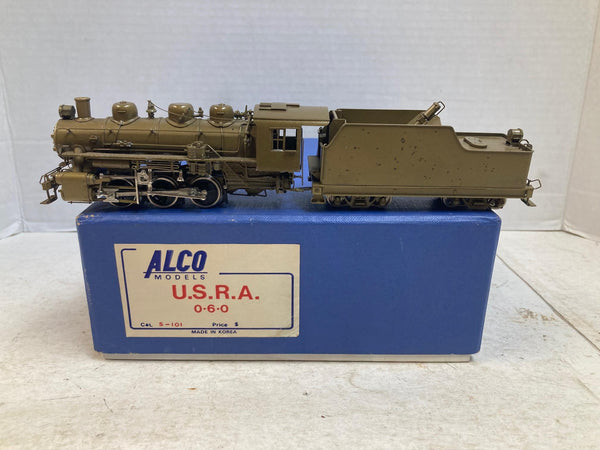 ALCO Models HO Scale Brass U.S.R.A. 0-6-0 Steam Locomotive & Tender