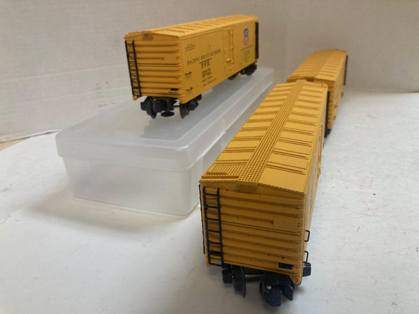 K-Line O Scale Union Pacific Pacific Fruit Express Yellow Boxcar 3-Pack #200440 #200447 #200450 – Good Condition No Box