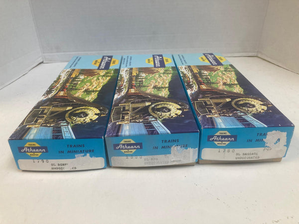 Athearn Blue Box HO Passenger Car Lot (3) - RPO, Baggage, Diner - Undecorated