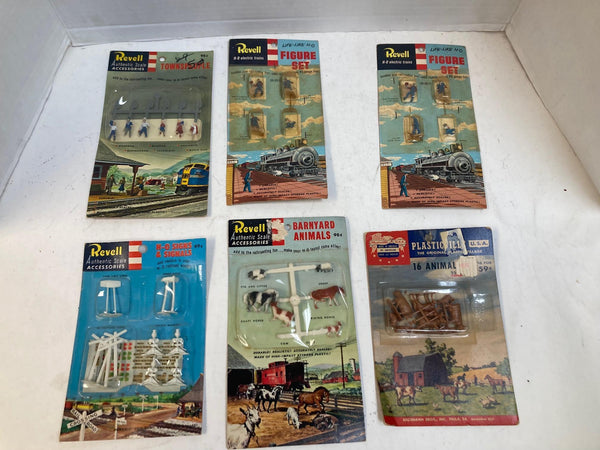HO Scale Scenery Lot (6 Sets) - Revell/Life-Like/Plasticville - Figures & Signs