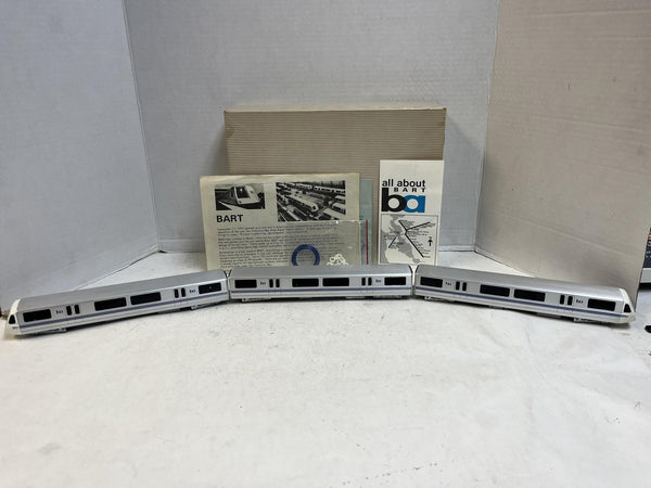 Vintage BART HO Scale 3-Unit Train Set Athearn Powered A-B-A Built w/ Box & Paperwork