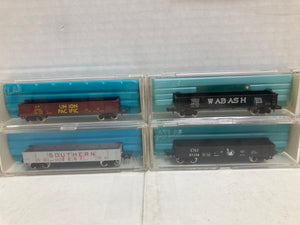 Atlas N Scale 4 Gondola Set: Union Pacific, Southern, Wabash, C.N.J. (2402-2405)