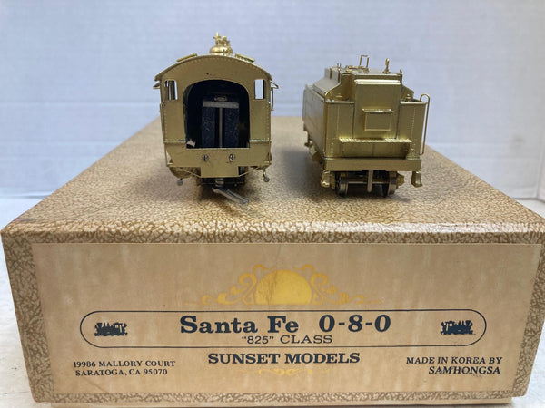 Sunset Models HO Brass AT&SF Santa Fe 0-8-0 "825" Class Steam Loco & Tender EX
