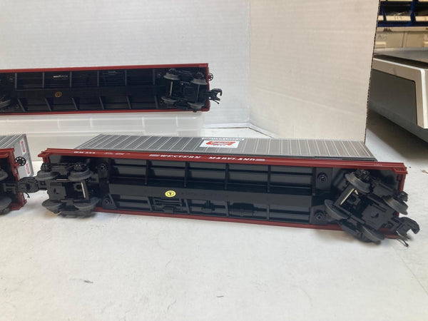 MTH Premier Western Maryland Flatcars w/ Old German Beer Trailers (3) O Scale