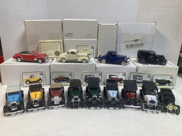 National Motor Museum Mint 1:32 Scale Diecast Collection – "History of Chevrolet" 13-Car Lot (1911–1941)