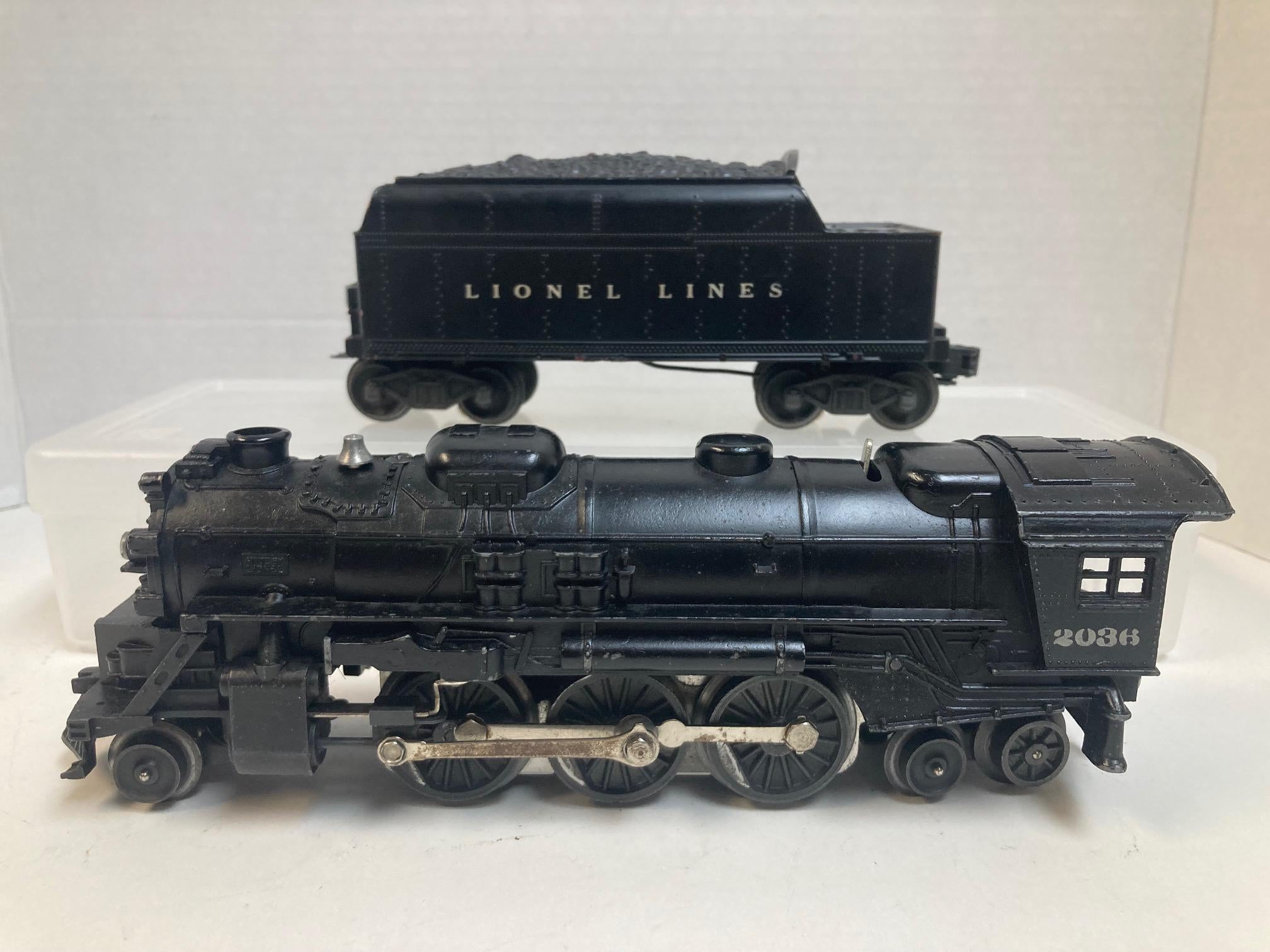 Lionel 2036 Steam Locomotive with 6466W Whistle Tender – Postwar Era