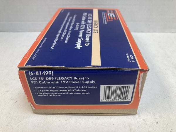 Lionel 6-81499 Legacy LCS 10' DB9 Base to PDI Cable with 12V Power Supply - NEW