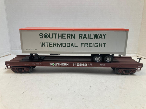 MTH Premier Southern Flat Car #140948 w/ Southern Trailer - O Scale 3-Rail