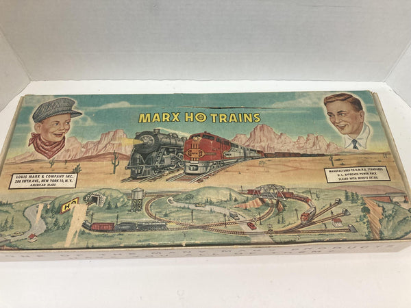 Marx HO Train Set VINTAGE IN ORIGINAL BOX. F3 Santa fe engine w/4 cars and caboose (63452)