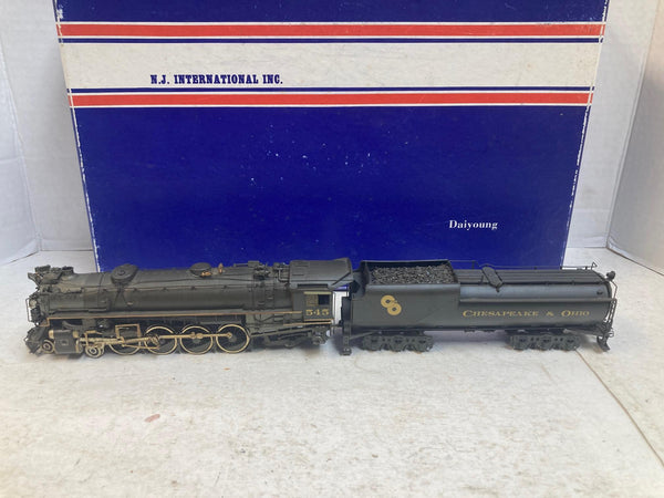 NJ International HO Brass C&O Chesapeake & Ohio J-2 4-8-2 Steam Loco #545 Weathered EX