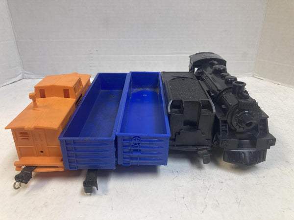 Marx O Gauge Plastic Steam Loco & Penn Central Tender Set w/ Gondolas & Pacemaker Caboose - Plastic Couplers