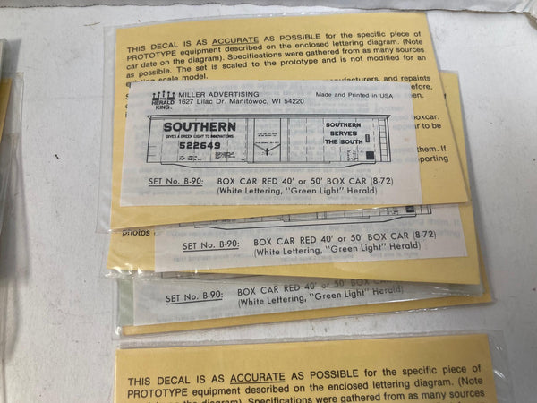 30 Lot Herald King HO Scale Decals - Southern Railway & PRR - New Old Stock