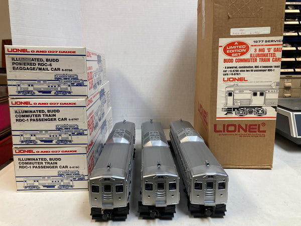 Lionel O Gauge Baltimore & Ohio B&O Budd RDC 3-Car Set 6-8766 6-8767 6-8768 BOXED