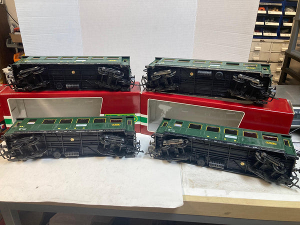 LGB 4-Car Passenger Set 3062 (#22, 23, 25, 28) Custom Weathered W.C.R.R. – G Scale – Very Good