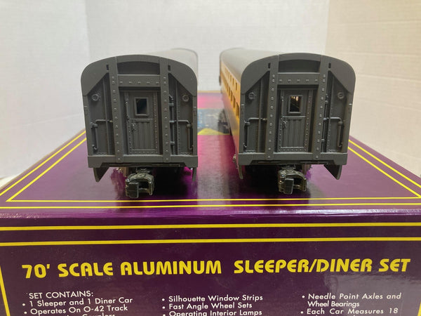 MTH Premier 20-6606 Union Pacific 2-Car 70’ Aluminum Sleeper/Diner - LED Upgraded
