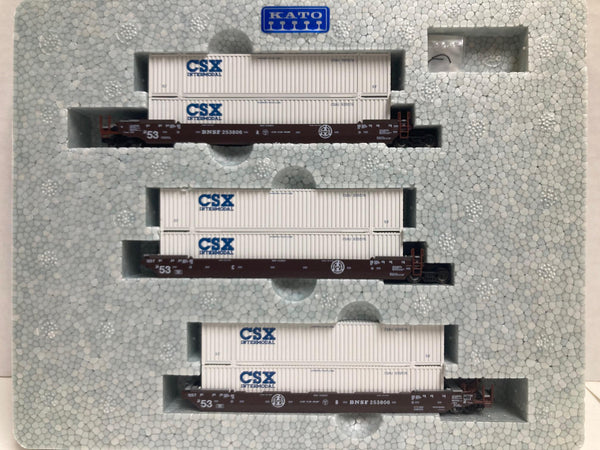 KATO Gunderson MAXI-IV Double Stack Car BNSF w/ CSX Containers (106-6186)