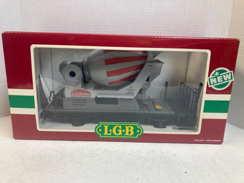 LGB 4055 LG Beton Flatcar w/ Cement Mixer – G-Scale, Pre-Owned Very Good Condition