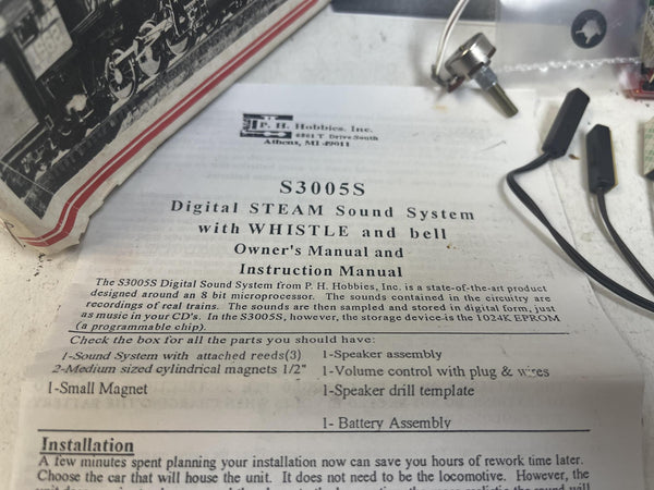 PH Hobbies S3005S Digital Steam Sound System Kit Whistle Bell - O/G Scale