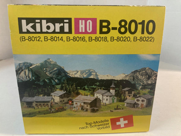 Kibri HO Scale Village kits (B-8010): includes 6 different village buildings kits (8012, 8014, 8016, 8018, 8020, 8022)