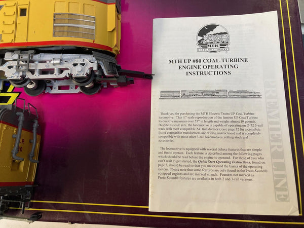 MTH Premier 20-2214-1 Union Pacific #80 Coal Turbine 3-Unit Set - BCR UPGRADED