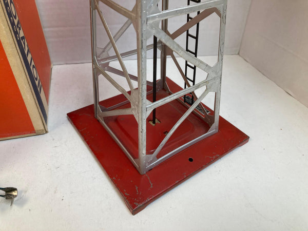 Lionel No. 394 Rotating Beacon Tower RARE Red Base Silver w/Box & Instructions