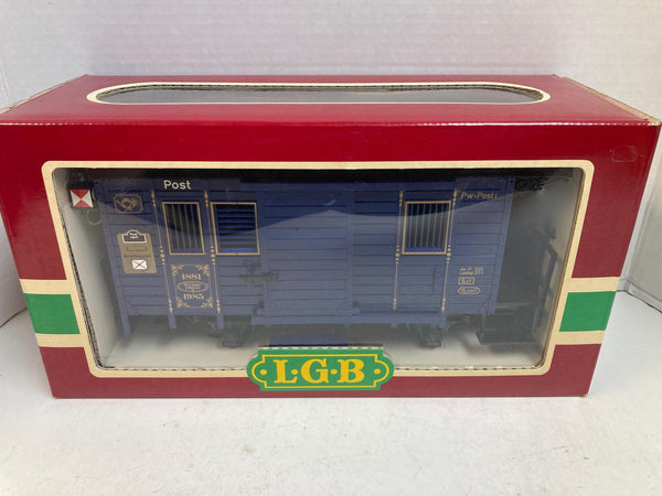 LGB 1985 Blue Postal/Anniversary Post-Wagen – G-Scale, Lighted, Very Good Condition