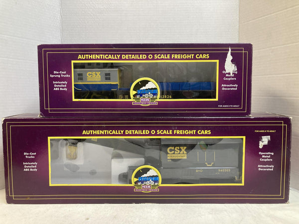 MTH Premier O Scale CSX Crane Car & Crane Tender Set 20-98387 & 20-98390 Boxed