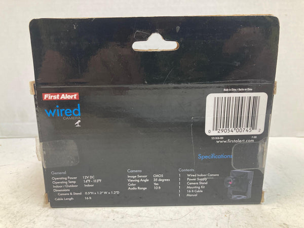 First Alert P-500 Wired Mini Surveillance Camera w/ Audio – S23-2636-000 – Pre-Owned Tested
