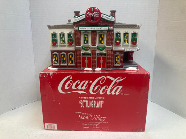 Department 56 Snow Village Coca-Cola Bottling Plant #5469-0 – Very Good Condition, Lighted Building w/ Box