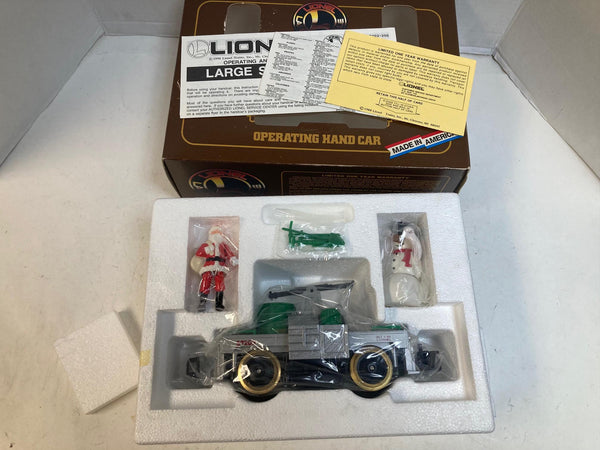 Lionel Large Scale 8-87203 Santa & Snowman Hand Car – Pre-Owned Very Good Condition – Tested – G Gauge Christmas
