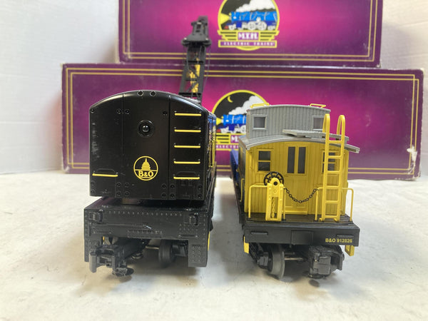 MTH Premier O Scale CSX Crane Car & Crane Tender Set 20-98387 & 20-98390 Boxed