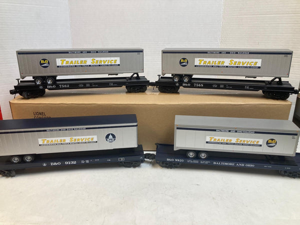 MTH Premier O Scale B&O Flatcars w/ Trailers (4) 7562 7568 9132 9920 Trailer Service