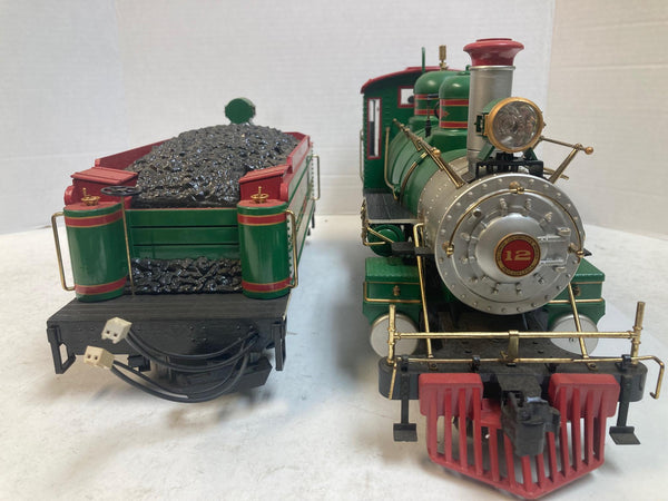 Bachmann G Gauge North Pole & Southern #12 Steam Locomotive & 2 Passenger Cars – Sounds, Smokes, and Lights