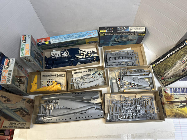 Vintage Airplane Model Kit Lot of 17 (Revell, Monogram, Heller, Matchbox, Airfix, Minicraft) - 1/72 & 1/48 Scales