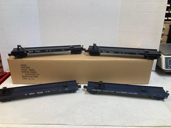 MTH Premier O Scale B&O Flatcars w/ Trailers (4) 7562 7568 9132 9920 Trailer Service