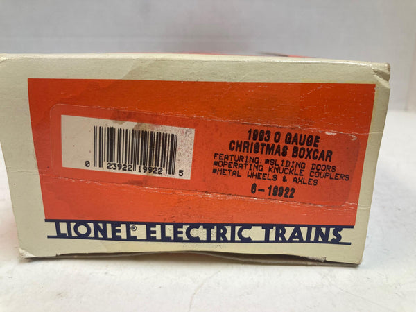 Lionel 6-19922 1993 Christmas Boxcar – O Gauge – Holiday Series - NIB