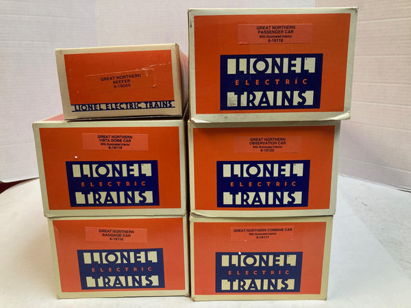 Lionel O Gauge Great Northern 6-Car Aluminum Passenger Set & Reefer - Boxed