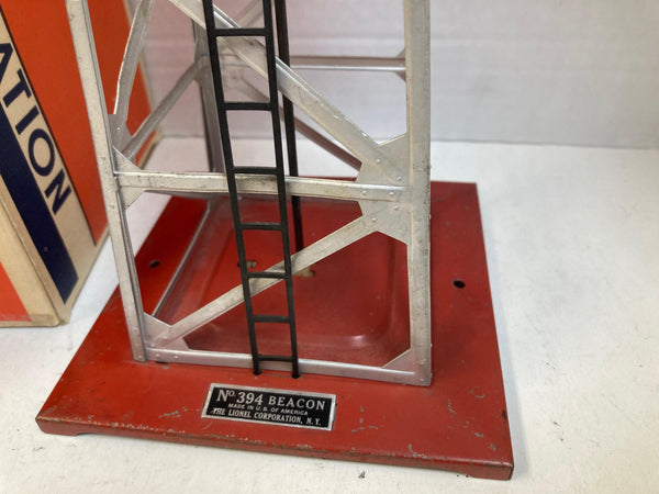 Lionel No. 394 Rotating Beacon Tower RARE Red Base Silver w/Box & Instructions
