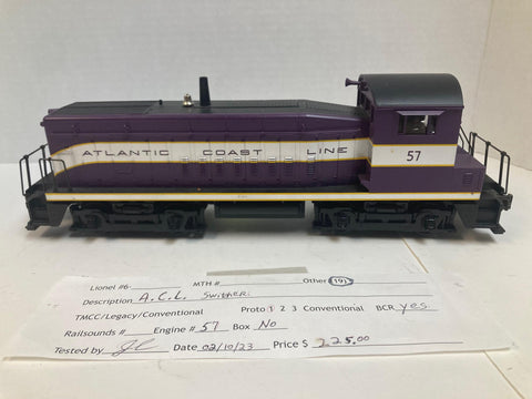 MTH Rail King Atlantic Coast Line Switcher #57 w/ Proto1 & BCR (30-2146-1)