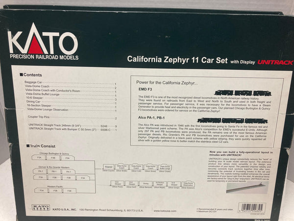 KATO California Zephyer 11 Passenger Car Set (Variation #1)