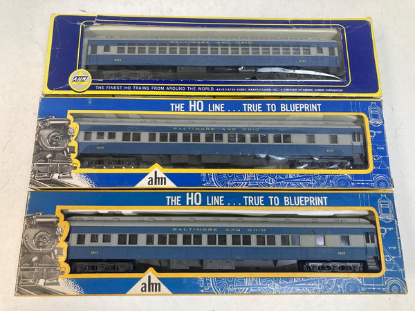 AHM HO B&O 3-Car Passenger Lot - (2) #3612 Coaches & Pullman Sleeper - Rivarossi