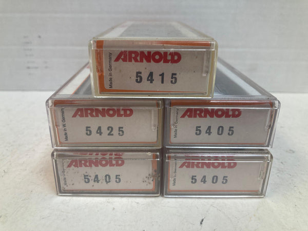 Arnold New York Central 5-Car Passenger Set – P.O. Car, 3 Coaches, Vista Dome – N Scale Good Cond.