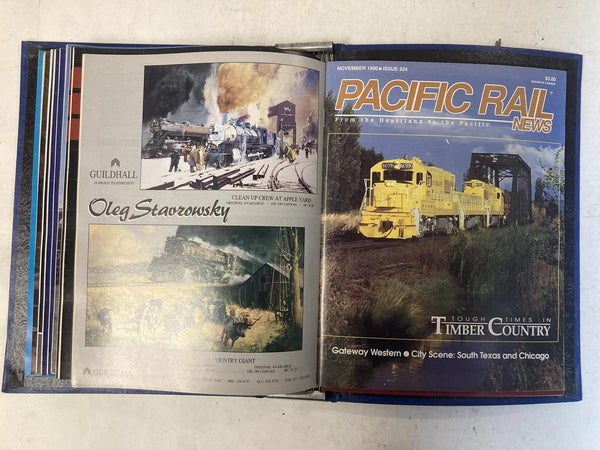 Pacific Rail News Magazine Complete 1990 Year Set in Custom Binder (12 Issues)