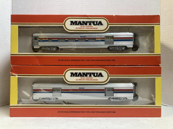 Mantua HO Scale Amtrak Dual Lighted Aluminum Streamliners 6 Passenger Car Set Boxed