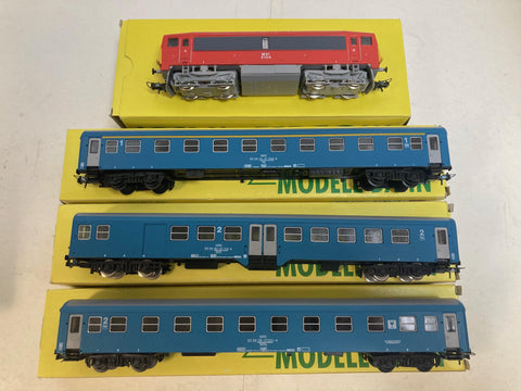 FUGgERth HO Gauge Diesel with 3 Passenger Cars Set Modell Vasut Model Bahn