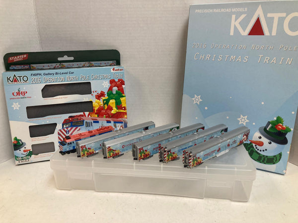 Kato 106-2016 + 106-2016A Operation North Pole Christmas Train | 1 Loco w/ Factory DCC + 5 Cars | N Scale