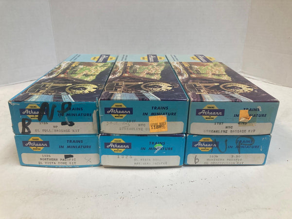 COMPLETE Lot of 6 Athearn Blue Box HO Northern Pacific Passenger Cars - 2 Kits + 4 Built